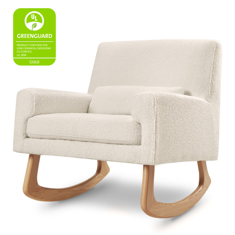 Ivory Boucle Sleepytime Rocker with Smooth Ash Hardwood Legs