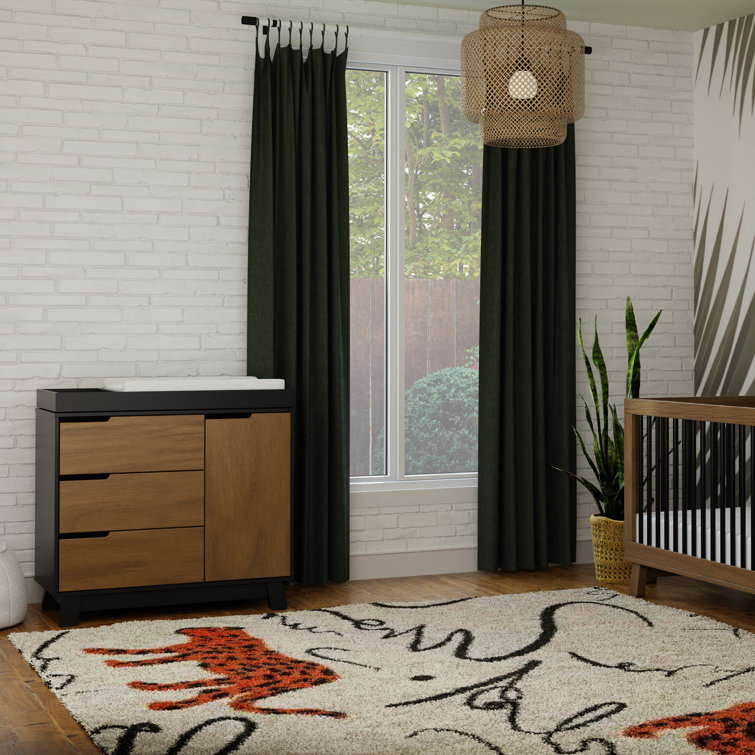 Hudson Black and Natural Walnut 3-Drawer Changing Table Dresser
