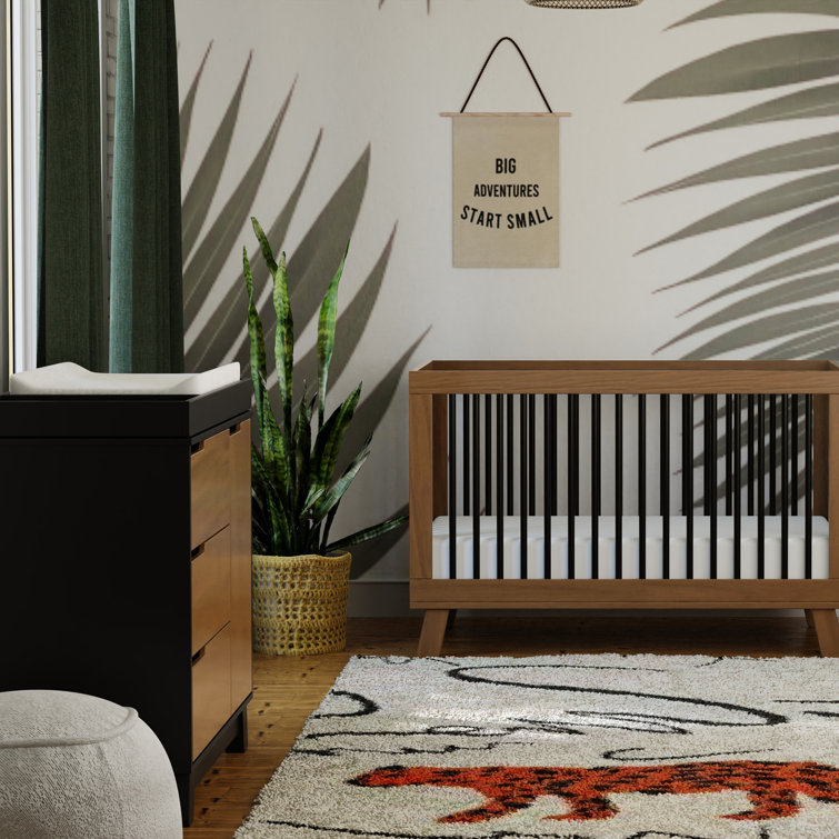 Hudson Black and Natural Walnut 3-Drawer Changing Table Dresser