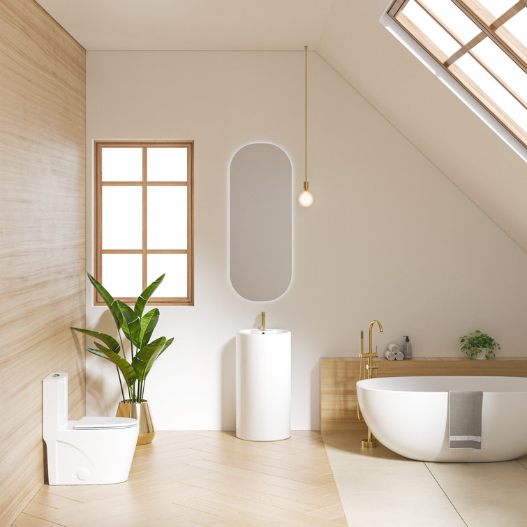 Crisp White Ceramic Round Pedestal Bathroom Sink with Overflow
