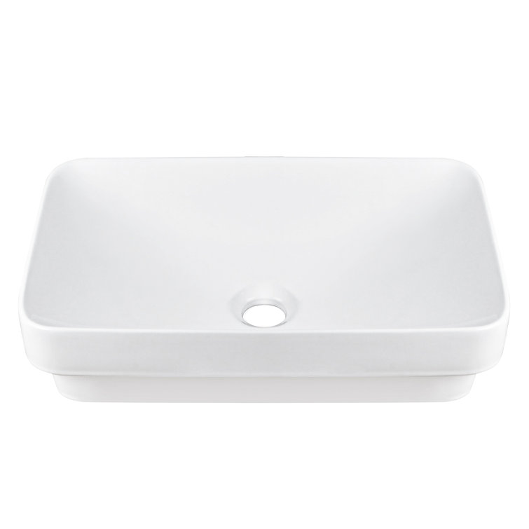 DeerValley 19'' White Ceramic Rectangular Above-Counter Vessel Sink