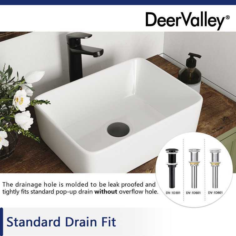 Liberty 12" White Ceramic Rectangular Vessel Bathroom Sink
