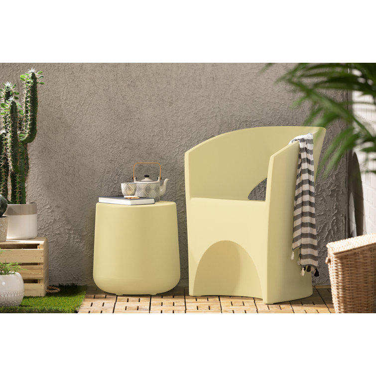 Dalya 15.75'' Yellow Polyethylene Outdoor Side Table