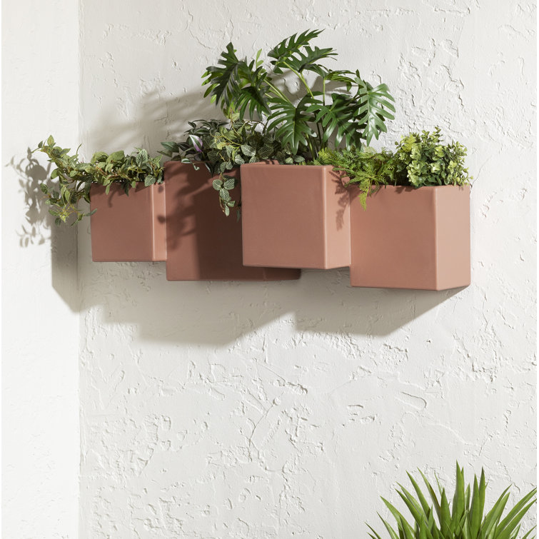 Burnt Orange Wall-Mounted Indoor/Outdoor Planter Set