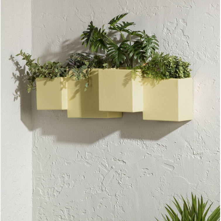 Light Yellow Dual Compartment Wall Planter