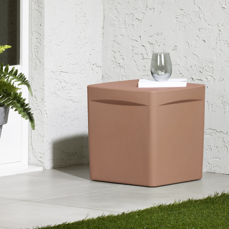 Dalya 16'' Burnt Orange Plastic Square Outdoor Side Table