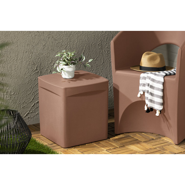 Dalya 16'' Burnt Orange Plastic Square Outdoor Side Table