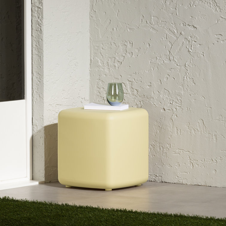 Dalya 16'' Light Yellow Plastic Outdoor Side Table
