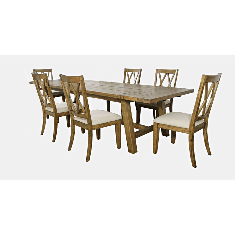 Telluride Rustic Pine Extendable Dining Set with 8 Chairs