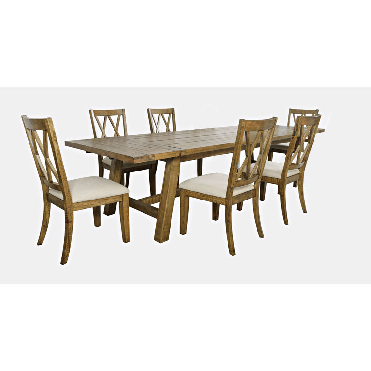 Telluride Rustic Pine Extendable Dining Set with 8 Chairs