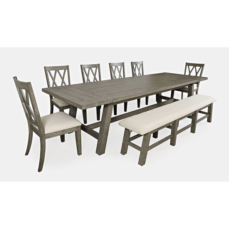 Telluride Driftwood Grey 8-Piece Extendable Pine Dining Set