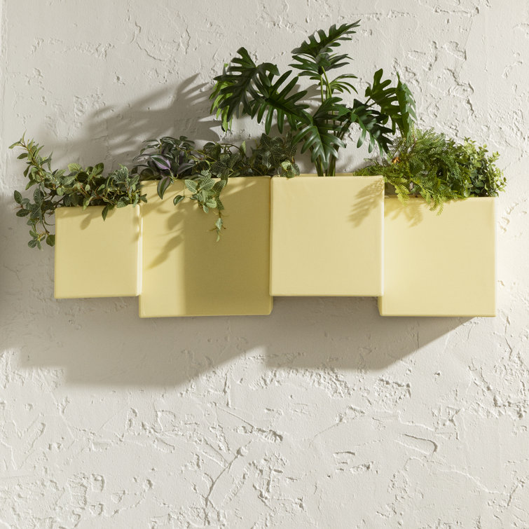 Light Yellow Dual Compartment Wall Planter