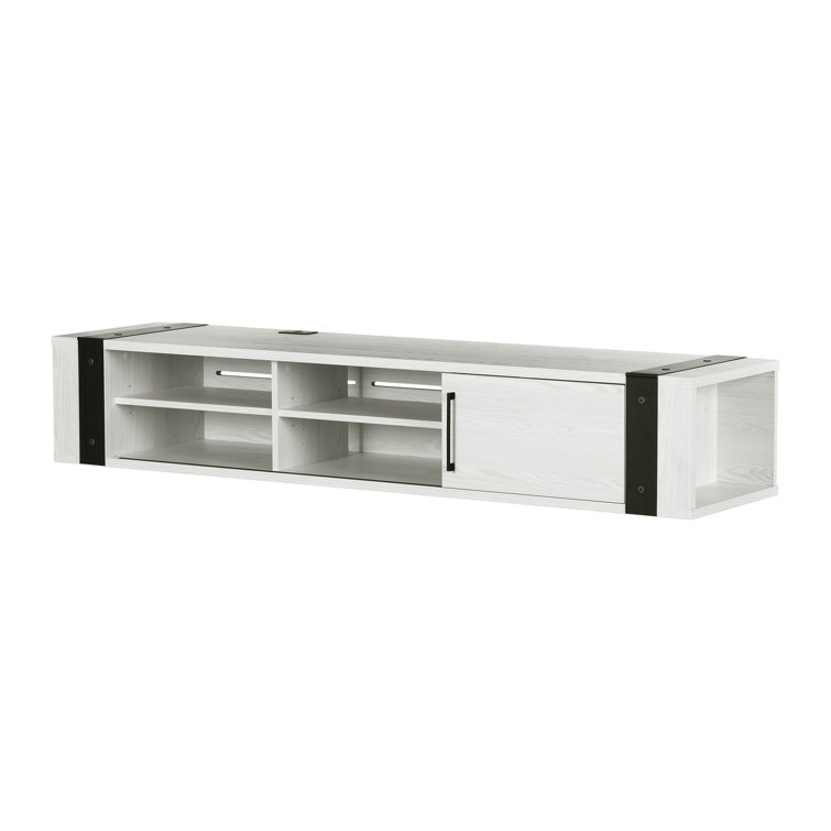 White Pine Wall-Mounted Media Console with Sliding Door
