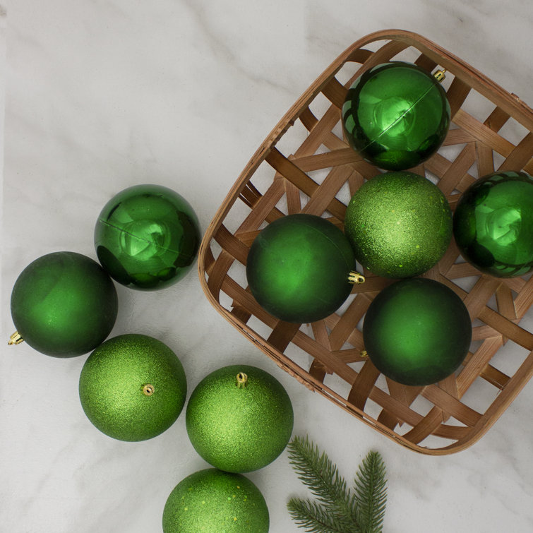 12-Piece Green Shatterproof Plastic Christmas Ball Ornaments Set