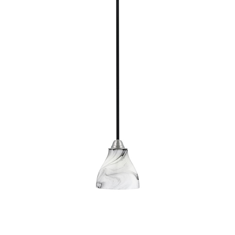 Brushed Nickel and Onyx Swirl Glass Mini Pendant Light