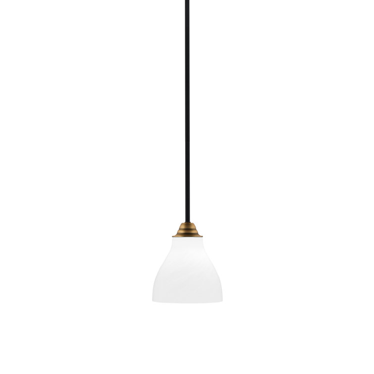 Paramount Matte Black and Brass Mini Pendant with White Marble Glass Shade