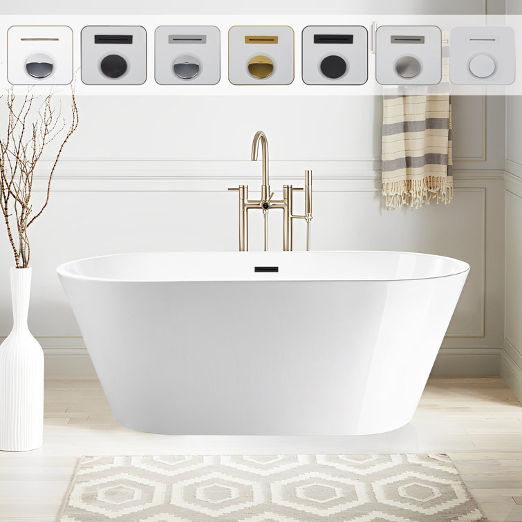 Iris 59" White Freestanding Acrylic Soaking Bathtub
