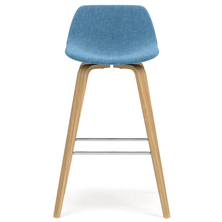 Randolph Medium Blue Upholstered Counter Stool with Metal Frame