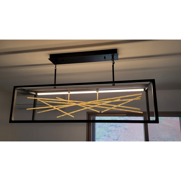 Styx Black and Gilded Gold 48" LED Linear Chandelier with Dimmable Light