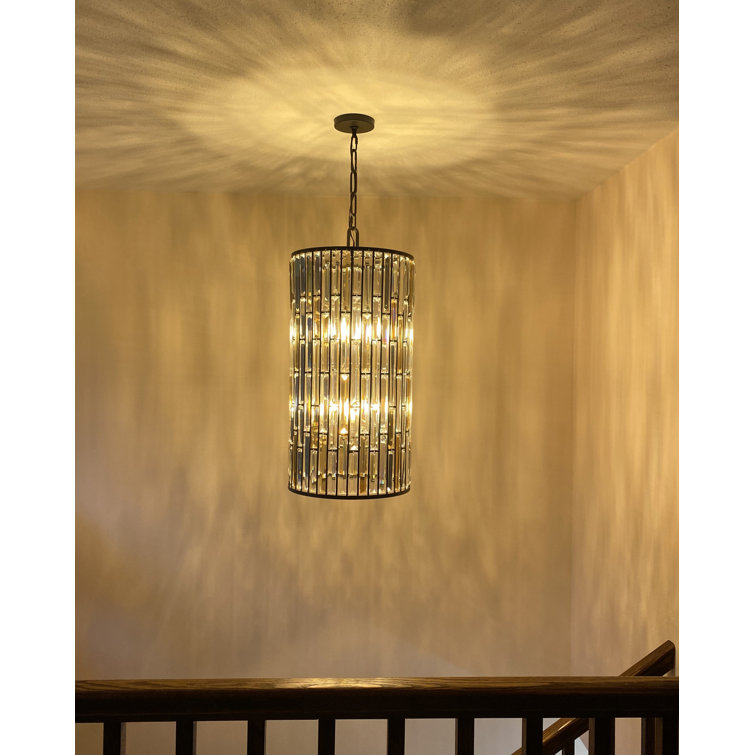 Gemma Vintage Bronze 6-Light Candelabra Pendant with Crystal Prisms