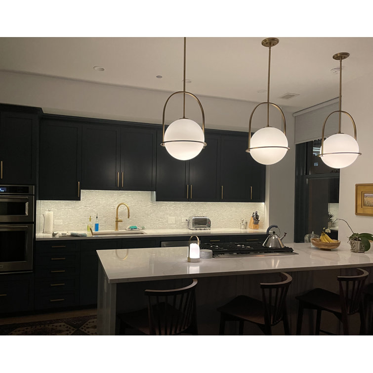Somerset Heritage Brass Large Pendant with Etched Opal Glass