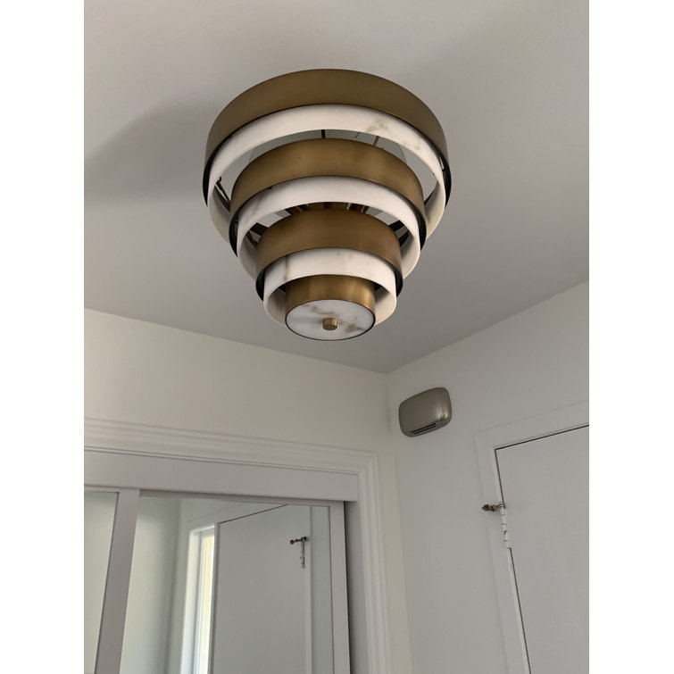 Heritage Brass 15.5" Modern Flush Mount Light with Faux Alabaster Glass
