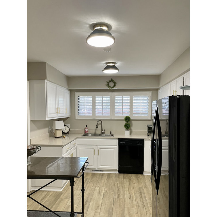 Heritage Brass and Aged Zinc 2-Light Flush Mount Ceiling Fixture