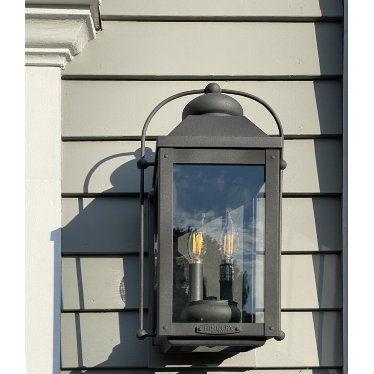 Aged Zinc 2-Light Outdoor Wall Lantern with Clear Glass