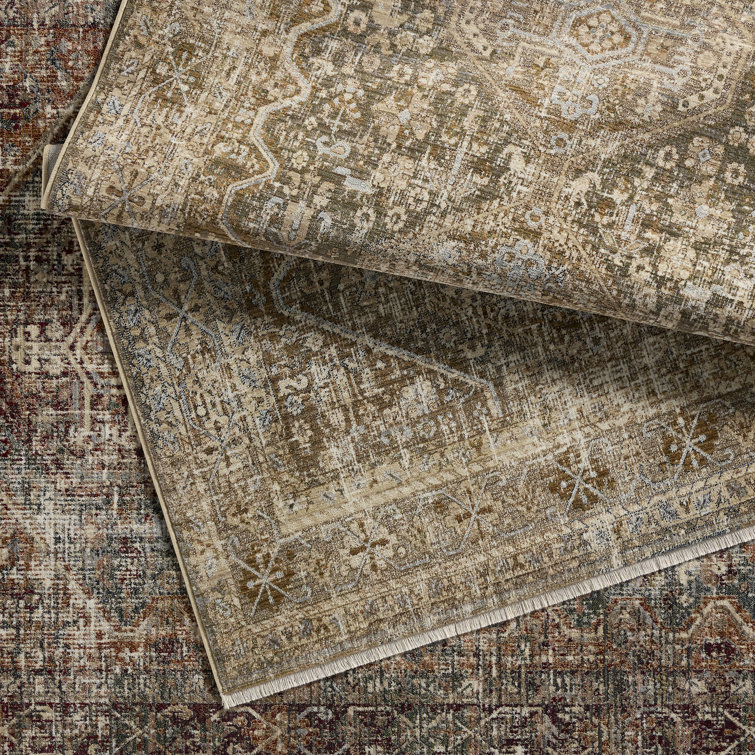 Clemente Blue and Tan Medallion Synthetic Rug 10' x 14'