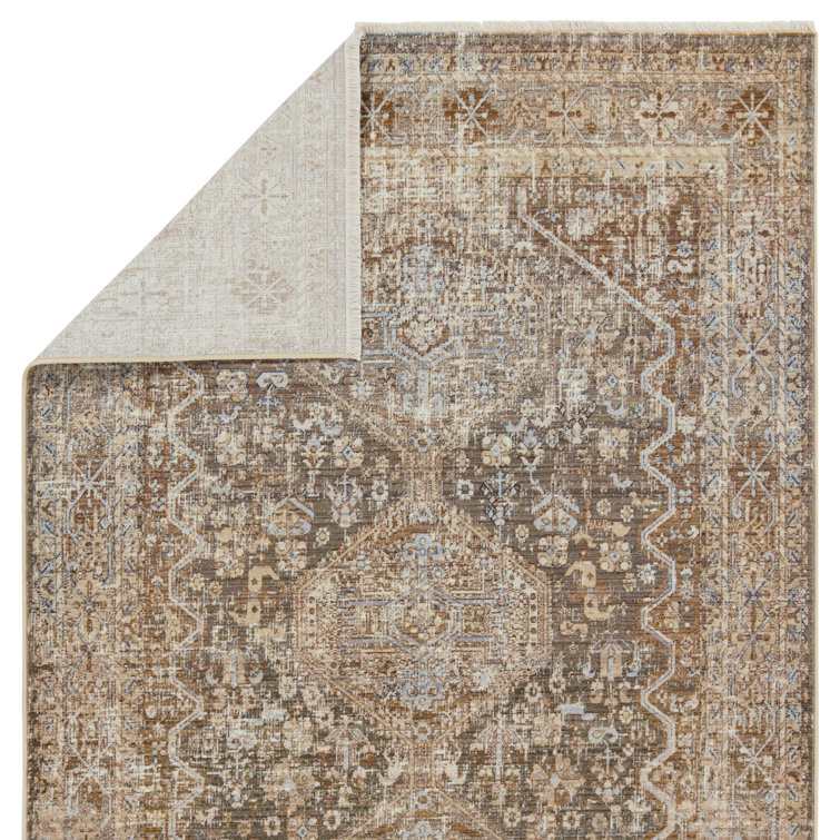 Clemente Blue and Tan Medallion Synthetic Rug 10' x 14'