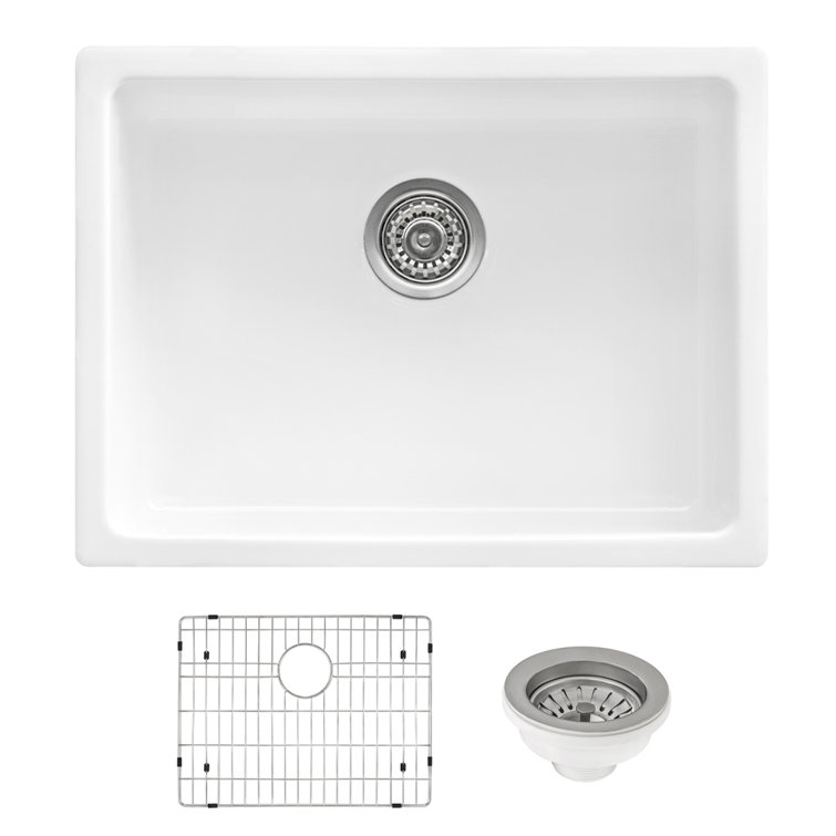 Ruvati 24-Inch White Fireclay Drop-In Single Bowl Kitchen Sink