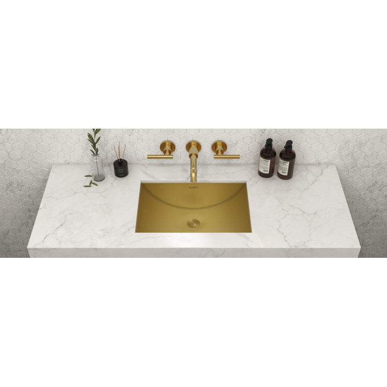 Gold Stainless Steel Rectangular Undermount Bathroom Sink