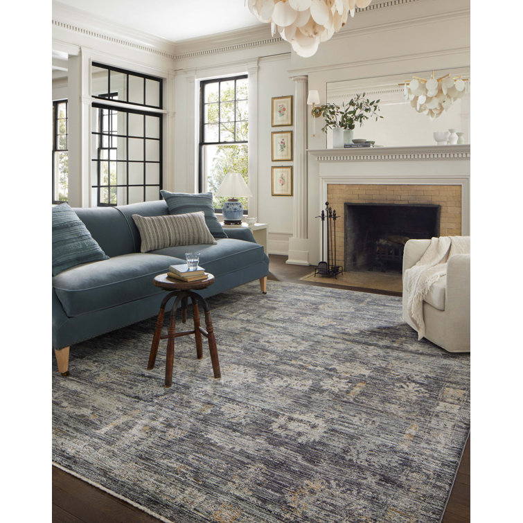 Jean Stoffer Ink and Jade Rectangular Synthetic Rug
