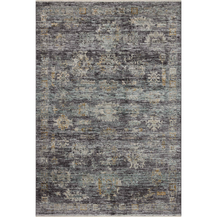Jean Stoffer Ink and Jade Rectangular Synthetic Rug