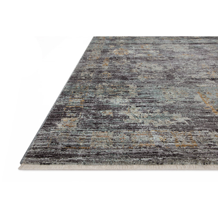 Gray and Blue Synthetic Handmade Runner Rug 2'-7" x 8'