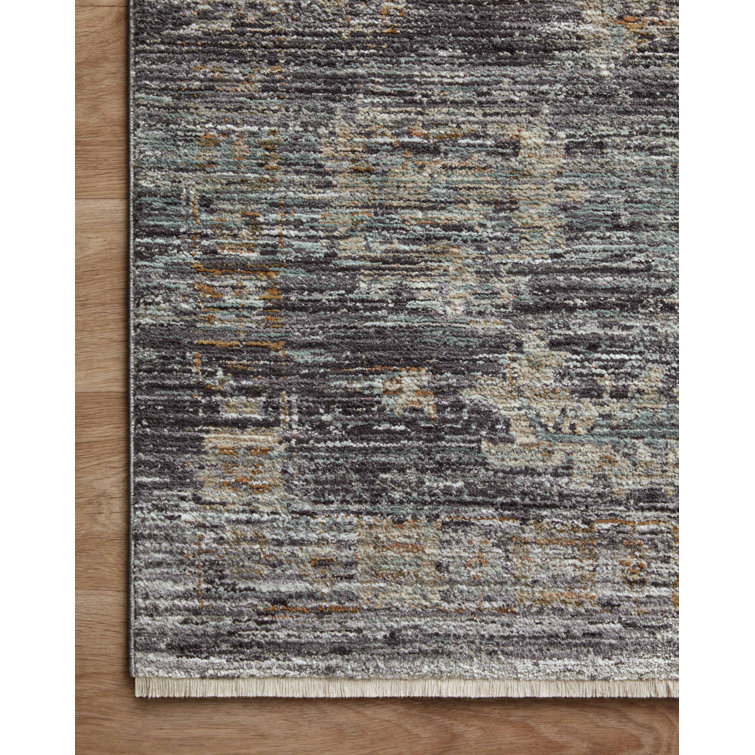 Gray and Blue Synthetic Handmade Runner Rug 2'-7" x 8'
