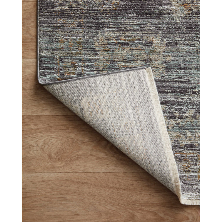 Gray and Blue Synthetic Handmade Runner Rug 2'-7" x 8'