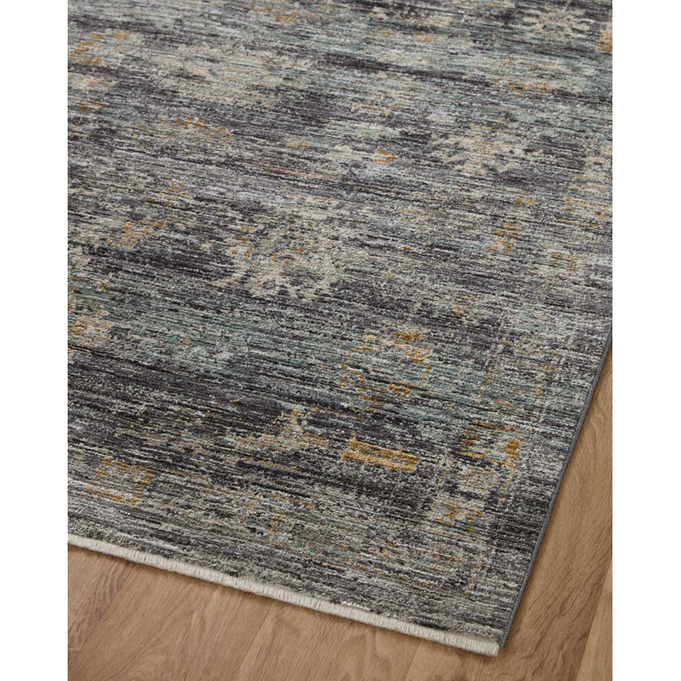 Gray and Blue Synthetic Handmade Runner Rug 2'-7" x 8'