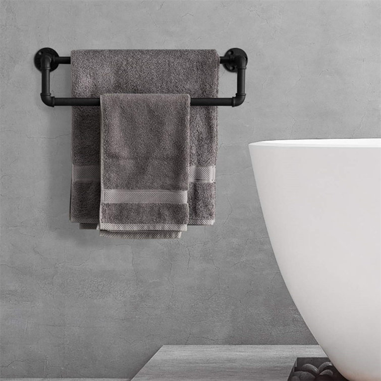 22.5'' Matte Black Industrial Metal Wall Mounted Towel Bar