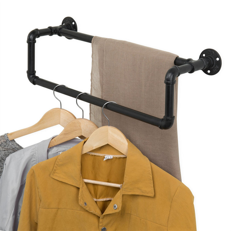 22.5'' Matte Black Industrial Metal Wall Mounted Towel Bar