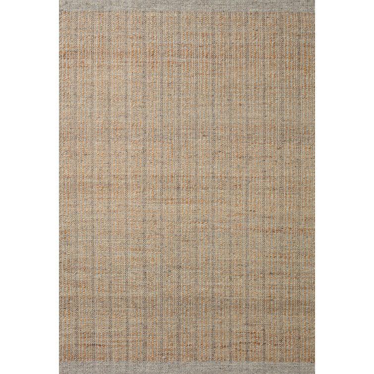 Handmade Light Grey and Natural Wool Stripe Area Rug, 5' x 7'