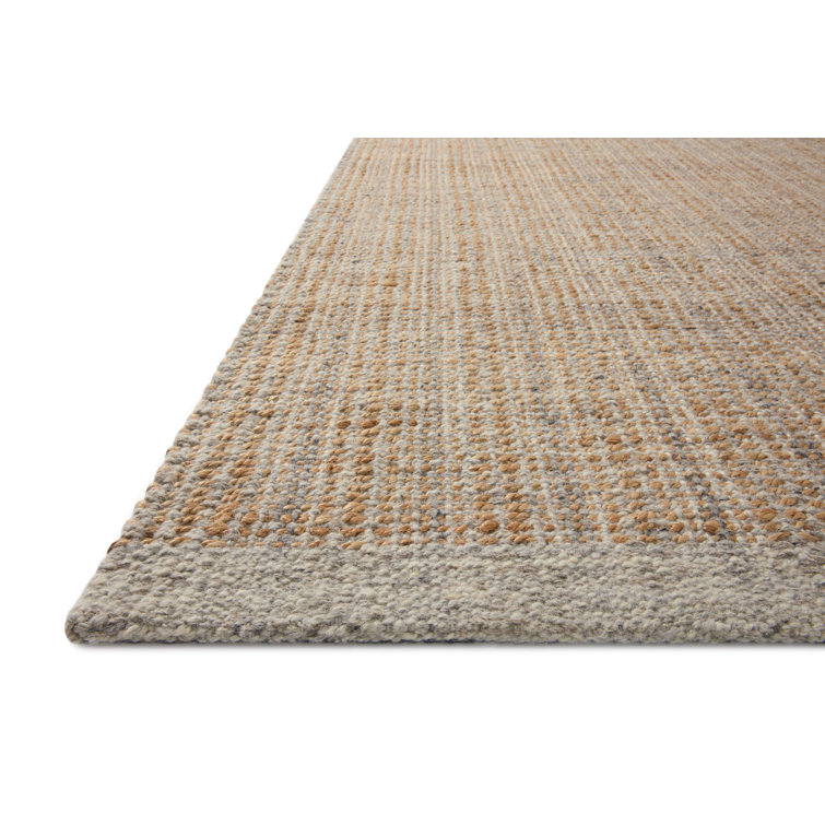 Handwoven Light Grey and Natural Wool Runner Rug