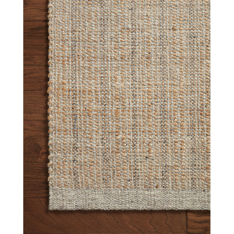 Handwoven Light Grey and Natural Wool Runner Rug