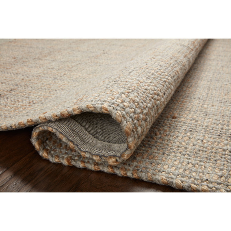 Handwoven Light Grey and Natural Wool Runner Rug