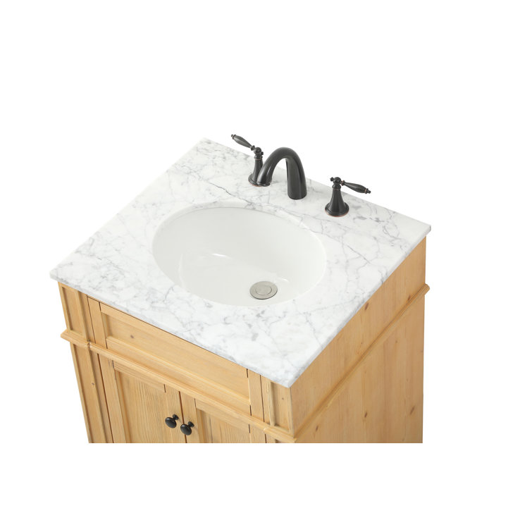 Park Avenue Carrara White Marble Top Natural Wood Single Vanity
