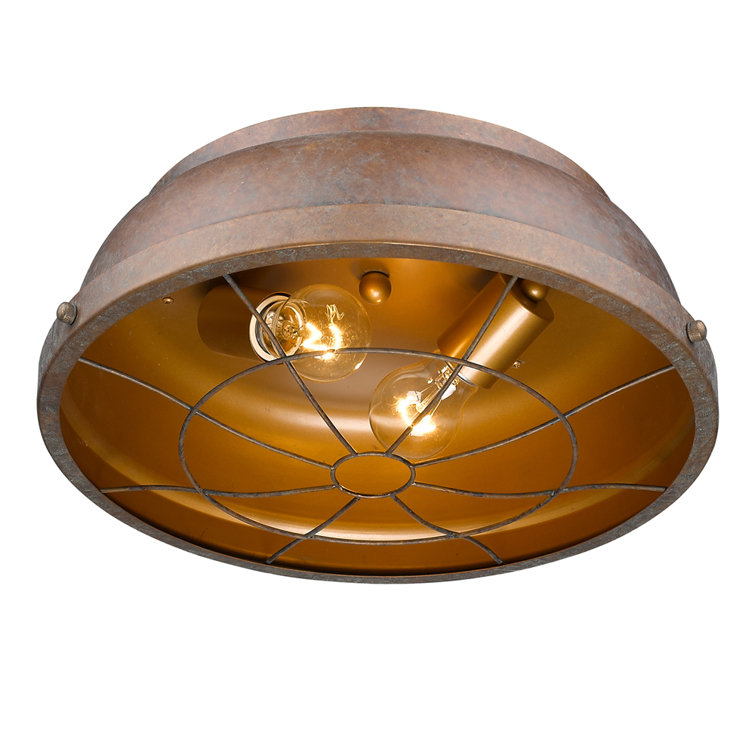 Copper Patina Rustic Flush Mount Ceiling Light
