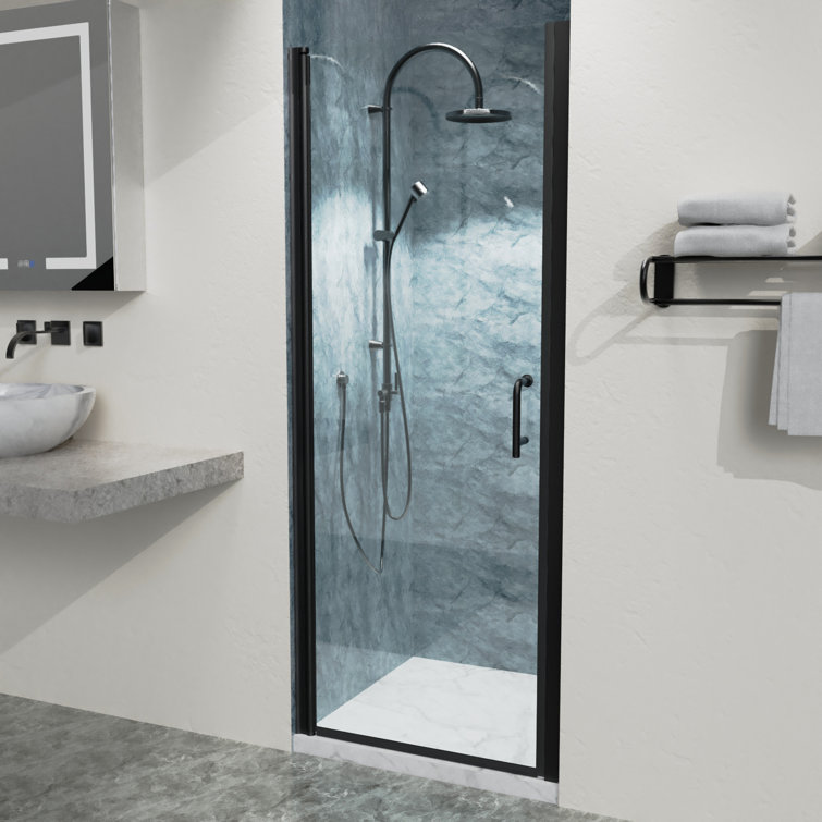 30'' Black Semi-Frameless Bi-Fold Shower Door with Clear Glass