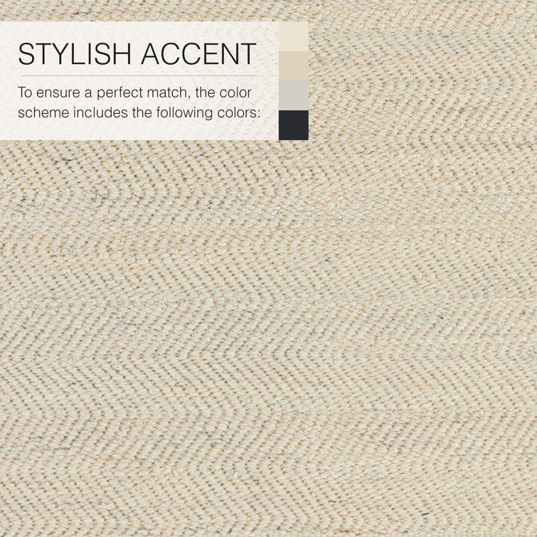 Ivory and Beige Flat Woven Wool Reversible Area Rug