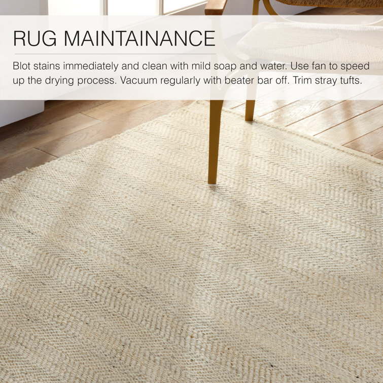 Ivory and Beige Flat Woven Wool Reversible Area Rug