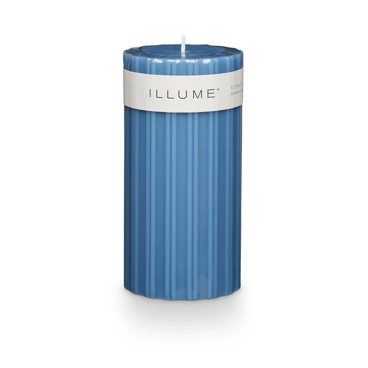 Selin Blue Soy Scented Pillar Candle with Citrus Crush Aroma